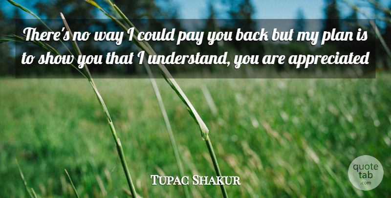 Tupac Shakur Quote About Pay, Way, Appreciated: Theres No Way I Could...