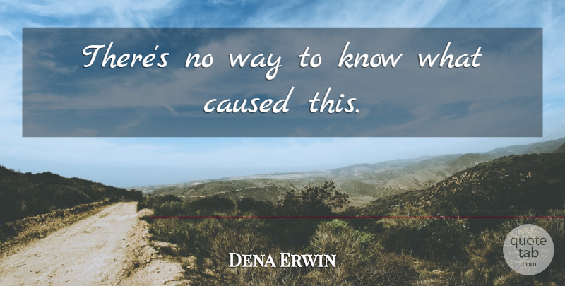 Dena Erwin Quote About Caused: Theres No Way To Know...