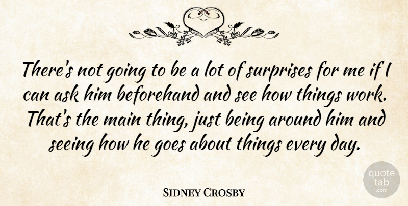 Sidney Crosby Quote About Ask, Beforehand, Goes, Main, Seeing: Theres Not Going To Be...