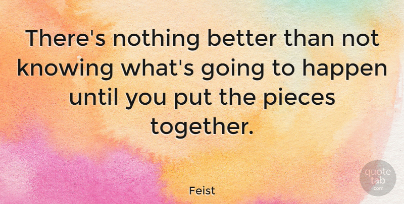 Feist Quote About Knowing, Together, Pieces: Theres Nothing Better Than Not...