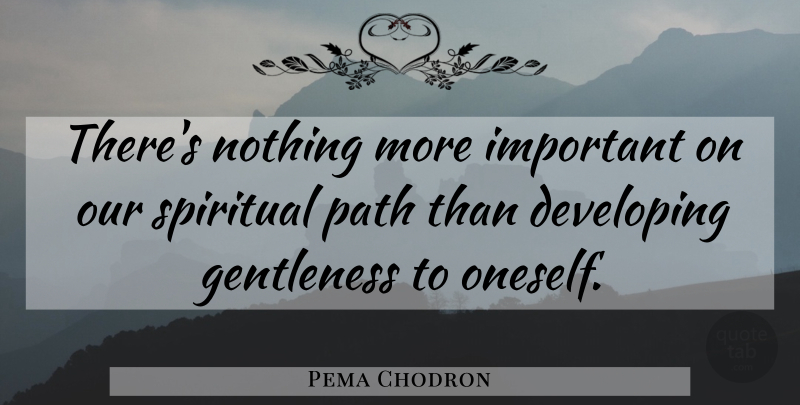 Pema Chodron Quote About Spiritual, Important, Path: Theres Nothing More Important On...
