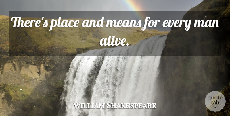 William Shakespeare Quote About Mean, Men, Alive: Theres Place And Means For...