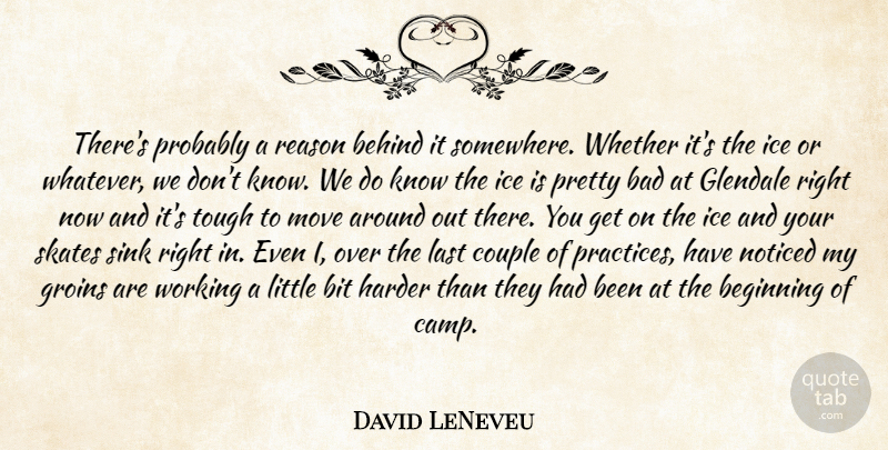 David LeNeveu Quote About Bad, Beginning, Behind, Bit, Couple: Theres Probably A Reason Behind...