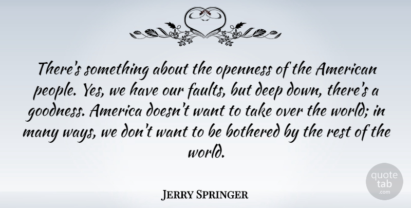 Jerry Springer Quote About America, Bothered, Openness: Theres Something About The Openness...
