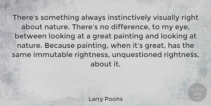 Larry Poons Quote About Eye, Differences, Painting: Theres Something Always Instinctively Visually...
