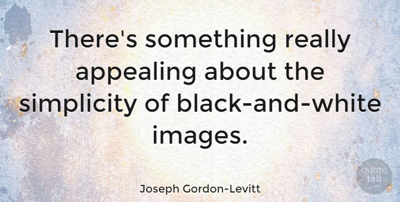 Joseph Gordon-Levitt Quote About Black And White, White, Simplicity: Theres Something Really Appealing About...