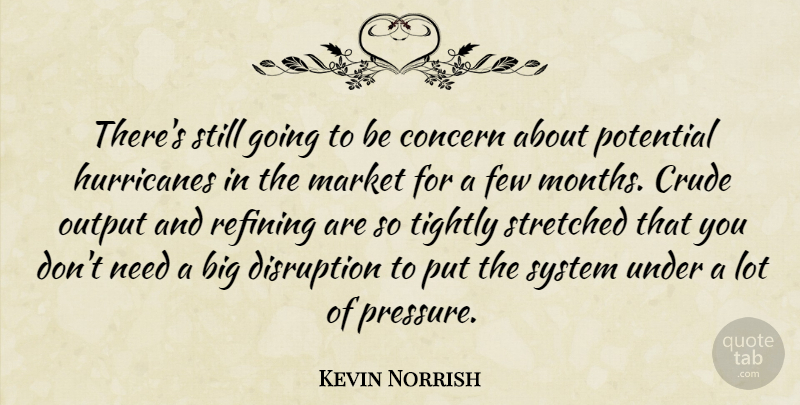 Kevin Norrish Quote About Concern, Crude, Disruption, Few, Market: Theres Still Going To Be...