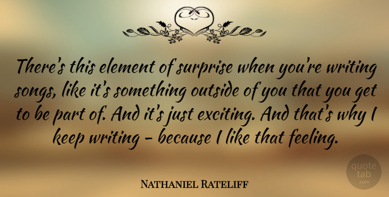 Nathaniel Rateliff Quote About Element, Outside: Theres This Element Of Surprise...