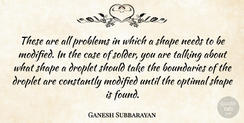 Ganesh Subbarayan Quote About Boundaries, Case, Constantly, Modified, Needs: These Are All Problems In...