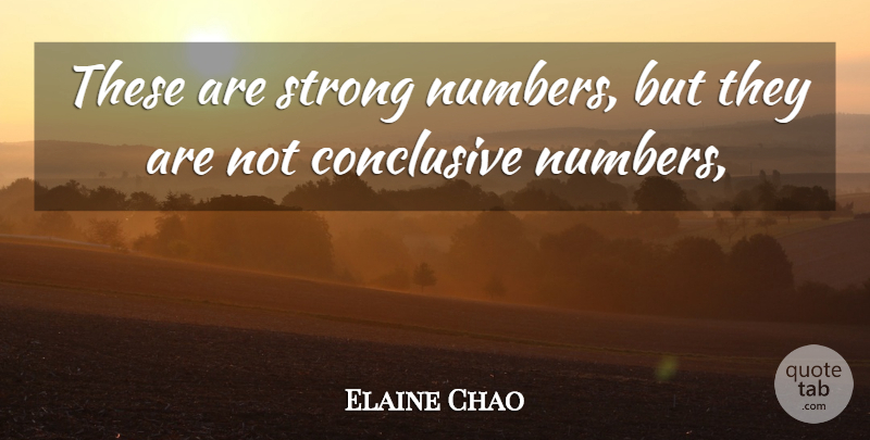 Elaine Chao Quote About Conclusive, Strong: These Are Strong Numbers But...