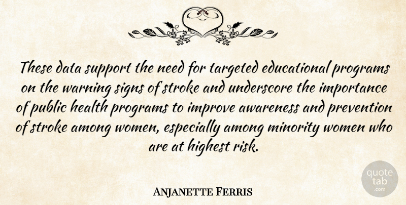 Anjanette Ferris Quote About Among, Awareness, Data, Health, Highest: These Data Support The Need...