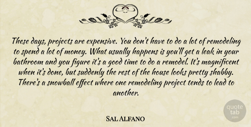 Sal Alfano Quote About Bathroom, Effect, Figure, Good, Happens: These Days Projects Are Expensive...