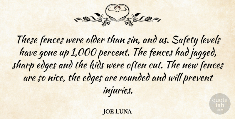 Joe Luna Quote About Edges, Fences, Gone, Kids, Levels: These Fences Were Older Than...
