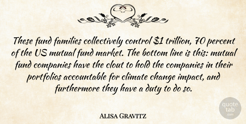 Alisa Gravitz Quote About Bottom, Change, Climate, Clout, Companies: These Fund Families Collectively Control...