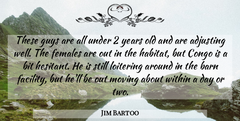Jim Bartoo Quote About Adjusting, Barn, Bit, Congo, Females: These Guys Are All Under...