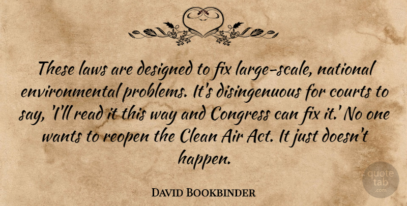 David Bookbinder Quote About Air, Clean, Congress, Courts, Designed: These Laws Are Designed To...