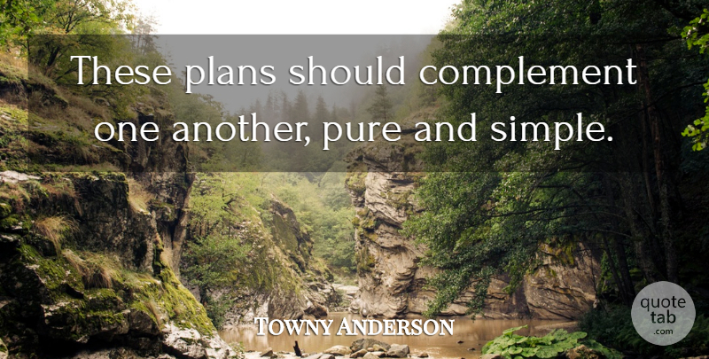 Towny Anderson Quote About Complement, Plans, Pure: These Plans Should Complement One...