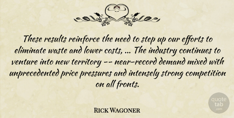 Rick Wagoner Quote About Competition, Continues, Demand, Efforts, Eliminate: These Results Reinforce The Need...