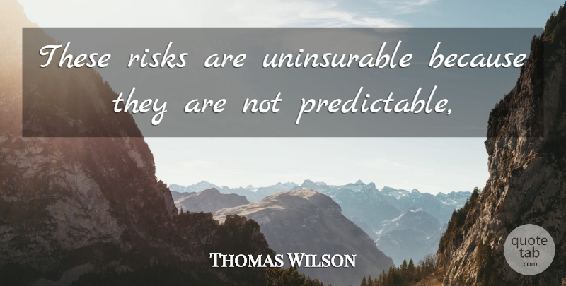 Thomas Wilson Quote About Risks: These Risks Are Uninsurable Because...