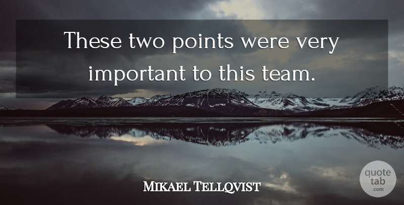 Mikael Tellqvist Quote About Points: These Two Points Were Very...