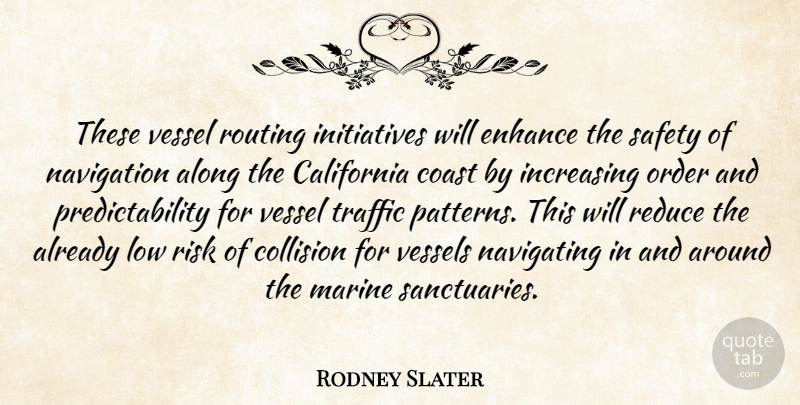 Rodney Slater Quote About Along, California, Coast, Enhance, Increasing: These Vessel Routing Initiatives Will...