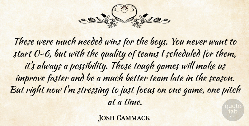 Josh Cammack Quote About Faster, Focus, Games, Improve, Late: These Were Much Needed Wins...