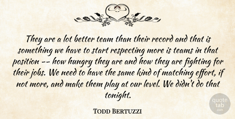 Todd Bertuzzi Quote About Fighting, Hungry, Matching, Position, Record: They Are A Lot Better...