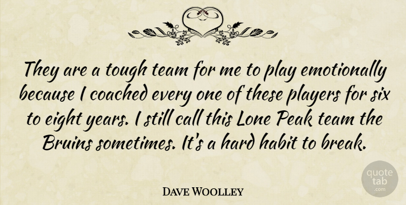 Dave Woolley Quote About Call, Coached, Eight, Habit, Hard: They Are A Tough Team...