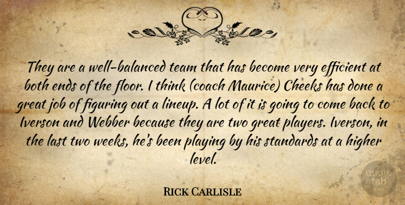 Rick Carlisle Quote About Both, Cheeks, Efficient, Ends, Figuring: They Are A Well Balanced...