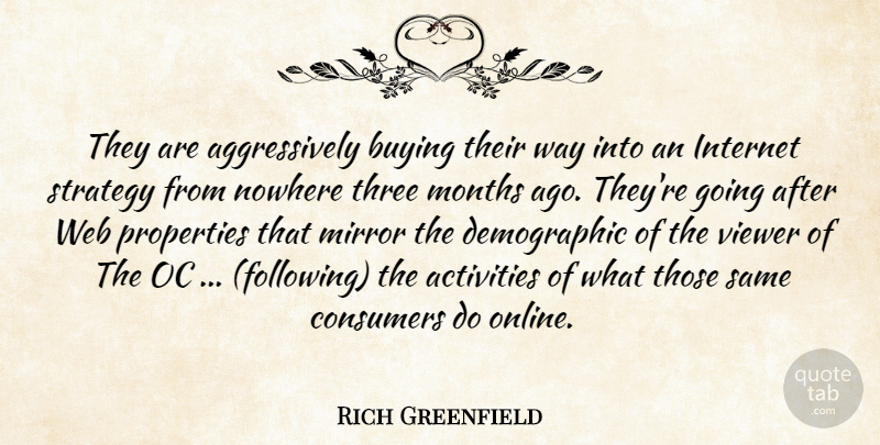 Rich Greenfield Quote About Activities, Buying, Consumers, Internet, Mirror: They Are Aggressively Buying Their...
