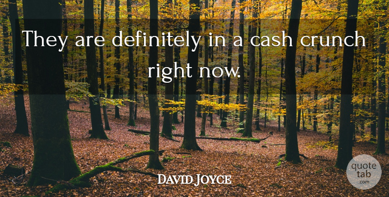 David Joyce Quote About Cash, Crunch, Definitely: They Are Definitely In A...