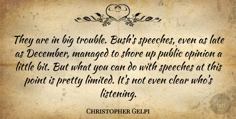 Christopher Gelpi Quote About Clear, Late, Opinion, Point, Public: They Are In Big Trouble...