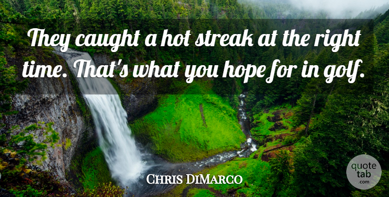Chris DiMarco Quote About Caught, Hope, Hot, Streak: They Caught A Hot Streak...