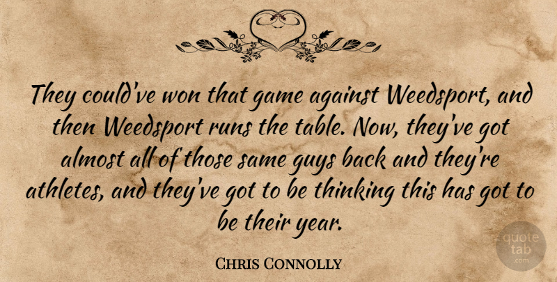 Chris Connolly Quote About Against, Almost, Game, Guys, Runs: They Couldve Won That Game...