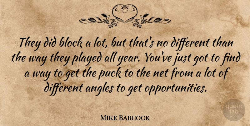 Mike Babcock Quote About Angles, Block, Net, Played, Puck: They Did Block A Lot...