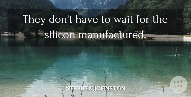 Stephen Johnston Quote About Silicon, Wait: They Dont Have To Wait...