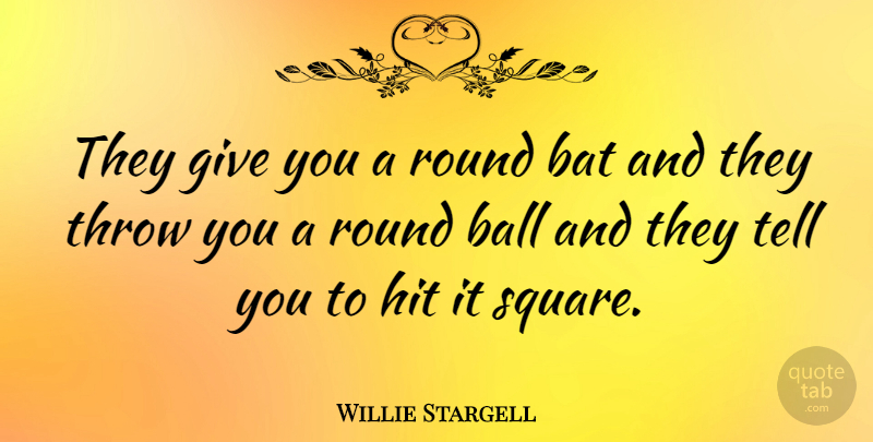 Willie Stargell Quote About American Athlete, Hit, Round, Throw: They Give You A Round...