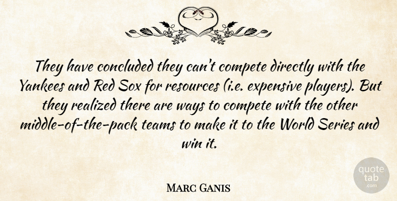 Marc Ganis Quote About Compete, Concluded, Directly, Expensive, Realized: They Have Concluded They Cant...