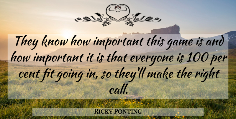 Ricky Ponting Quote About Cent, Fit, Game, Per: They Know How Important This...