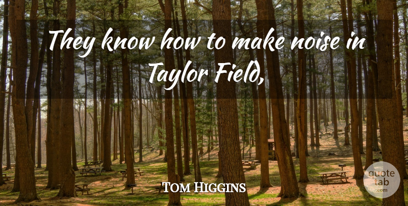 Tom Higgins Quote About Field, Noise, Taylor: They Know How To Make...