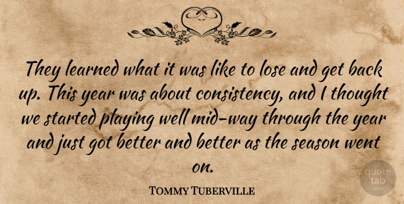 Tommy Tuberville Quote About Learned, Lose, Playing, Season, Year: They Learned What It Was...