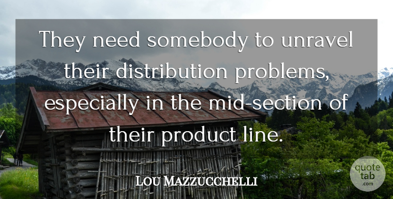 Lou Mazzucchelli Quote About Product, Somebody: They Need Somebody To Unravel...