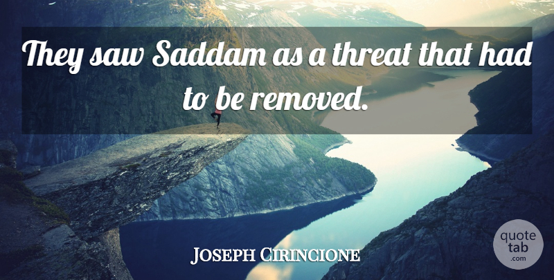 Joseph Cirincione Quote About Saddam, Saw, Threat: They Saw Saddam As A...