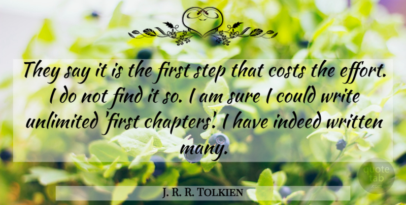 J. R. R. Tolkien Quote About Costs, Indeed, Unlimited, Written: They Say It Is The...