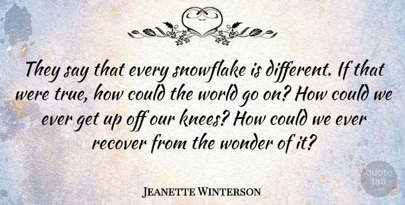 Jeanette Winterson Quote About Different, Goes On, Literature: They Say That Every Snowflake...