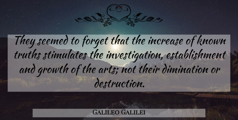 Galileo Galilei Quote About Art, Growth, Forget: They Seemed To Forget That...