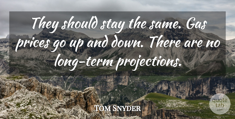 Tom Snyder Quote About Gas, Prices, Stay: They Should Stay The Same...