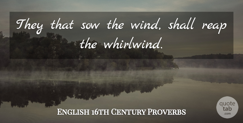 English 16th Century Proverbs Quote About Proverbs, Reap, Shall, Sow: They That Sow The Wind...