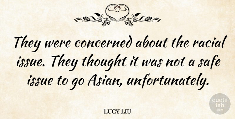 Lucy Liu Quote About Concerned, Issue: They Were Concerned About The...