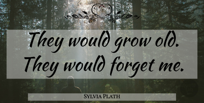 Sylvia Plath Quote About Forget, Forget Me, Grows: They Would Grow Old They...